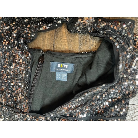 NWT Anthropologie Maeve Sequin Halter Jumpsuit, Carbon Sparkles, Size 14 - Picture 13 of 16